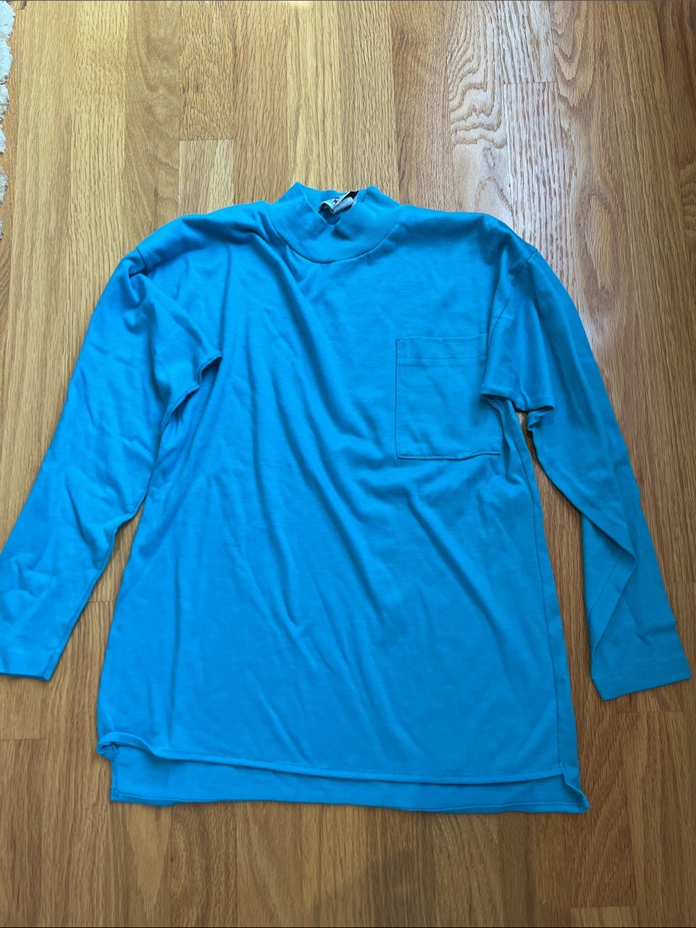 Vintage Tulip youth 14 Long Sleeve Mock Neck Shirt - teal